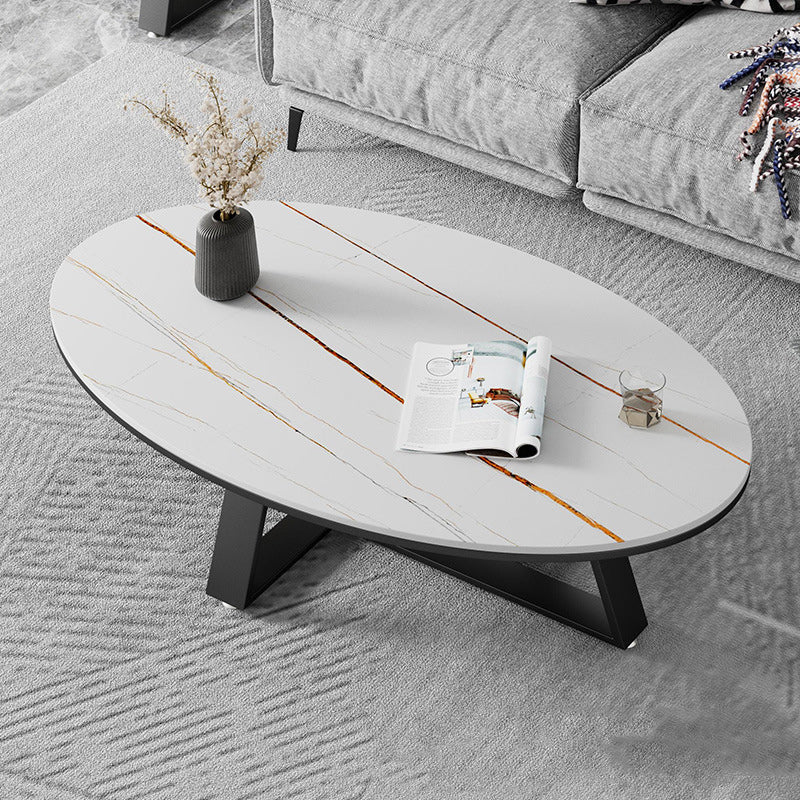 Frame metallico tavolo da cocktail top in ardesia ellittica - 17,7 "h