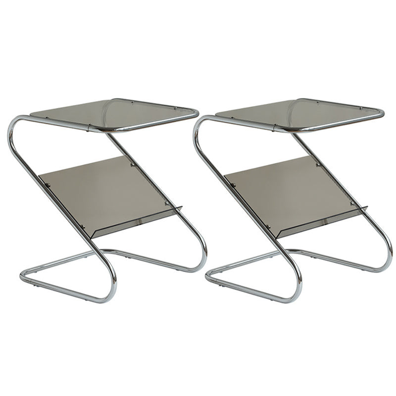 Tavolo da tavolo finale astratto in stile contemporaneo da 23,62 pollici in vetro laterale