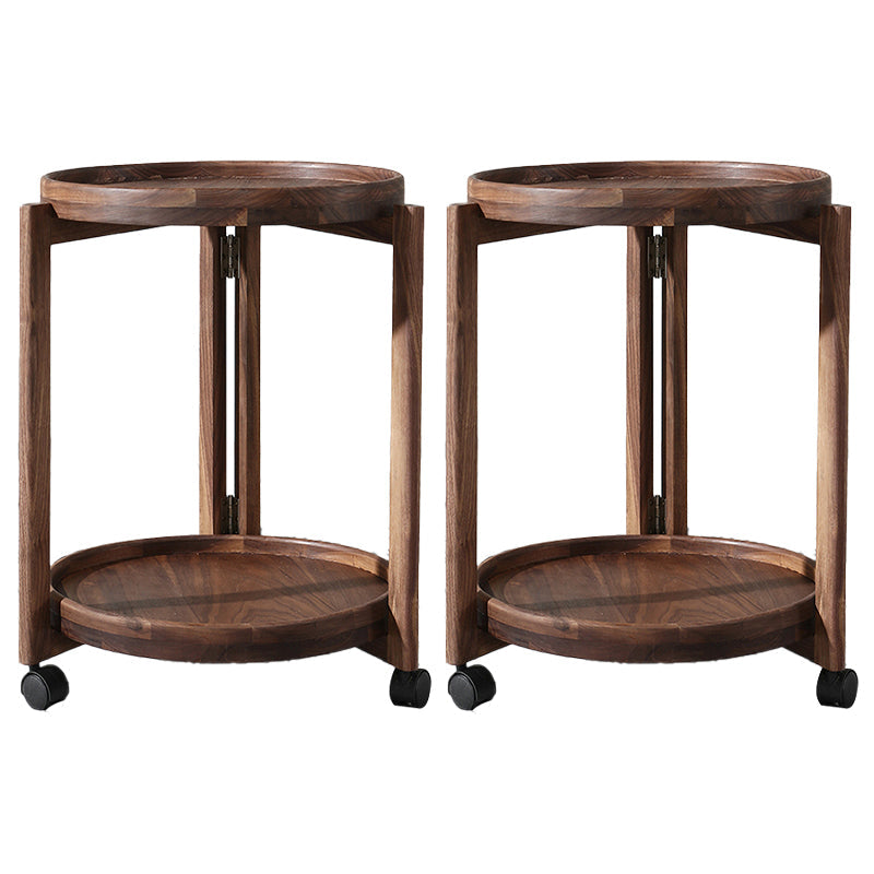 Modern Round Tray Top Side End Table 3 Legs Double Tier Side Table