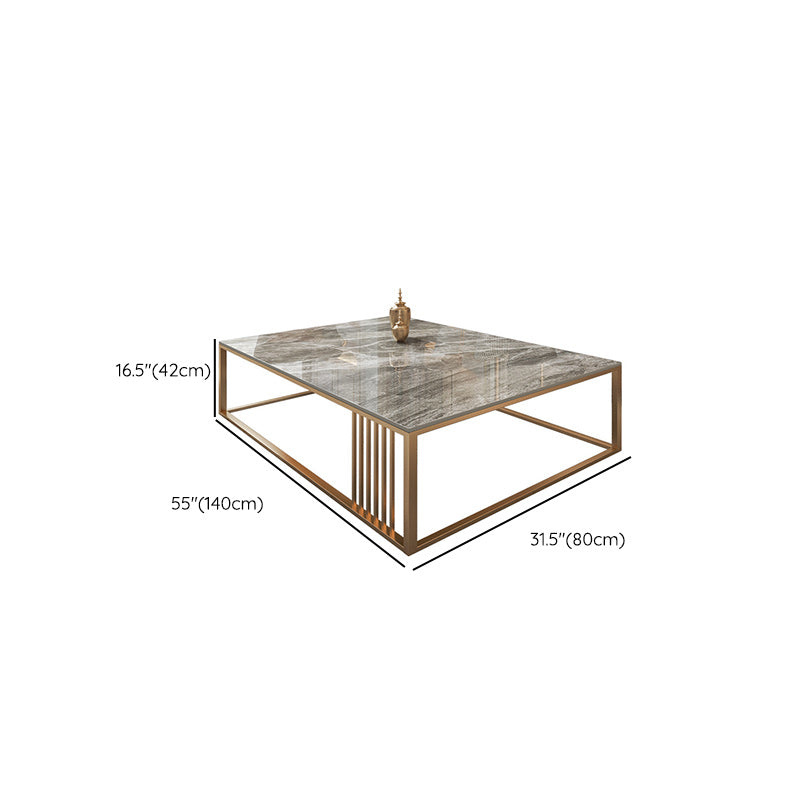 Glam Rectangle Slate Coffee Table 16.53"H Steel Frame Base Cocktail Table Clearhalo 'Coffee & Accent Tables' 'Coffee Tables' 'coffee_tables' 'furn' 'furn_coffee_tables' 'Furniture' 'Living Room Furniture' 6507112