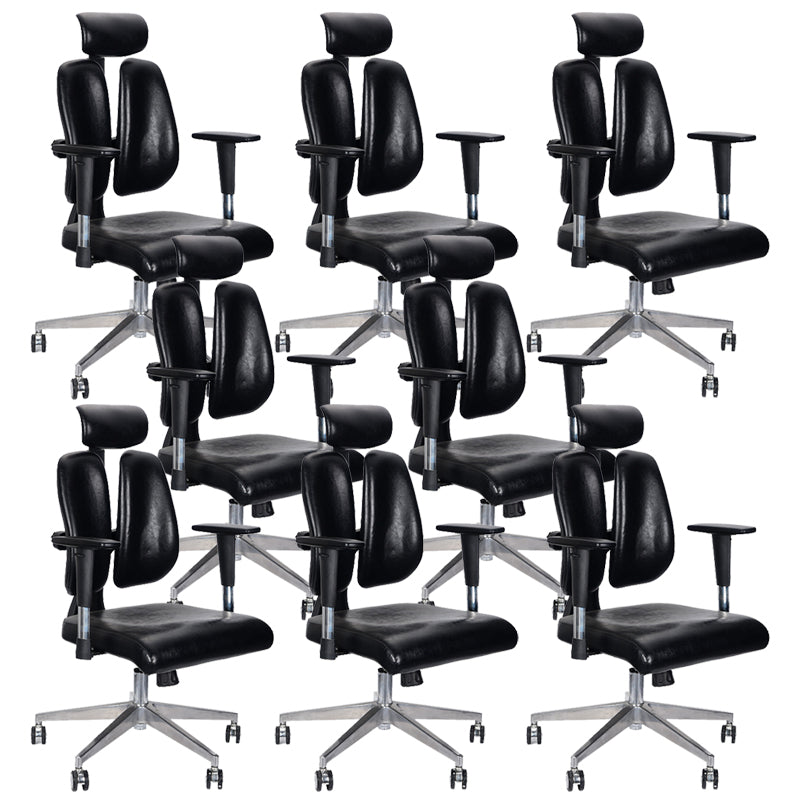 Sedia da sedia in pelle moderna sedia a testa alta con ruote