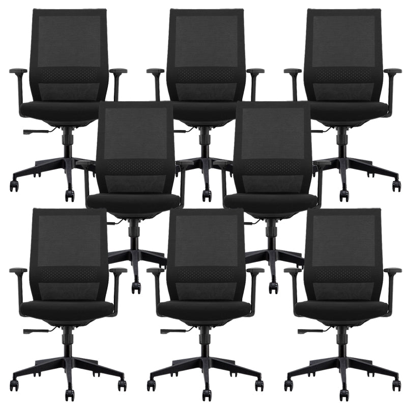 Modern Desk Chair Mesh Computer Chair in Black/Blue Mid-Back Chair with Wheels Black 8 Piece Set Clearhalo 'furn' 'furn_office_chair' 'Furniture' 'Office Chairs' 'Office Furniture' 'office_chair' 6507367