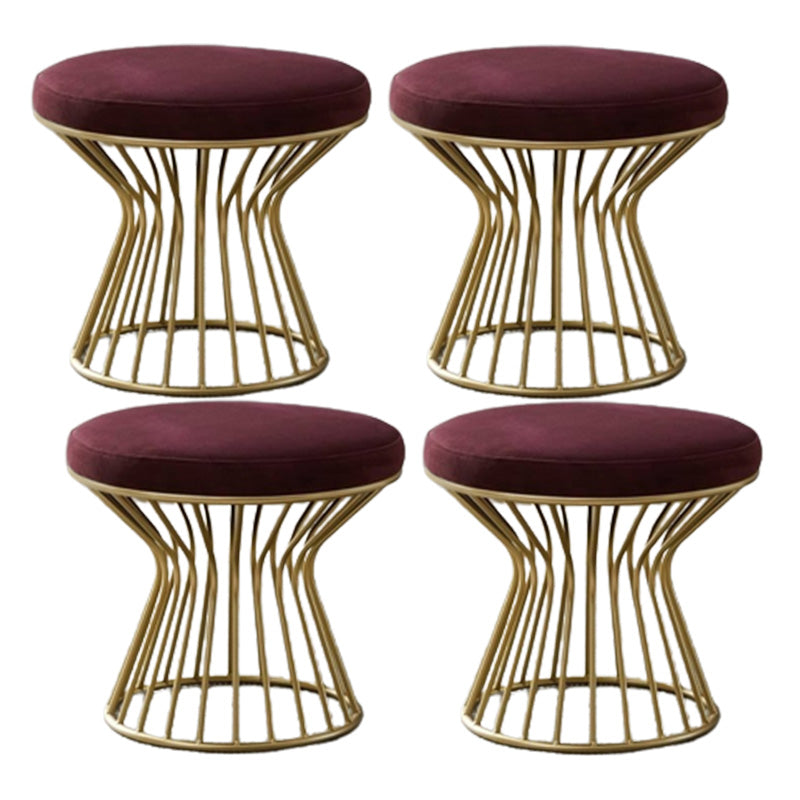 Gorgeous Ottoman Velvet Upholstered Solid Color Metal Frame Round Ottoman Red 4 Piece Set Clearhalo 'furn' 'furn_ottomans_poufs' 'Furniture' 'Living Room Furniture' 'Ottomans & Poufs' 'ottomans_poufs' 6508439