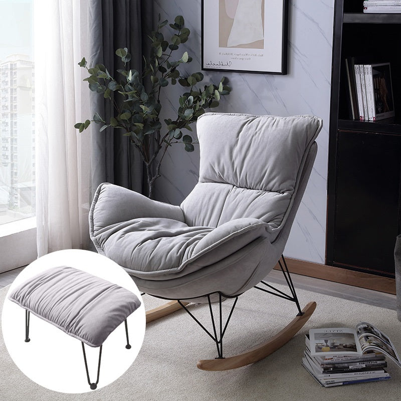 Modern Upholstered Rocker Chair Spindle Rocker Chair with Metal Frame Grey Rocking Chair with Ottomans Clearhalo 'Chairs & Seating' 'furn' 'furn_rocking_chairs' 'Furniture' 'Living Room Furniture' 'Rocking Chairs' 'rocking_chairs' 6508461