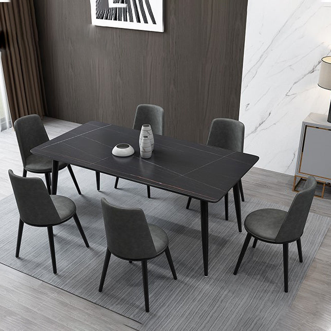 Contemporary Rectangle Dining Table Sintered Stone Dining Table in Black 70.9"L x 35.4"W x 29.5"H Without Chairs Clearhalo 'Dining Tables & Seating' 'Dining Tables' 'dining_table' 'furn' 'furn_dining_table' 'Furniture' 'Kitchen & Dining Furniture' 6512679