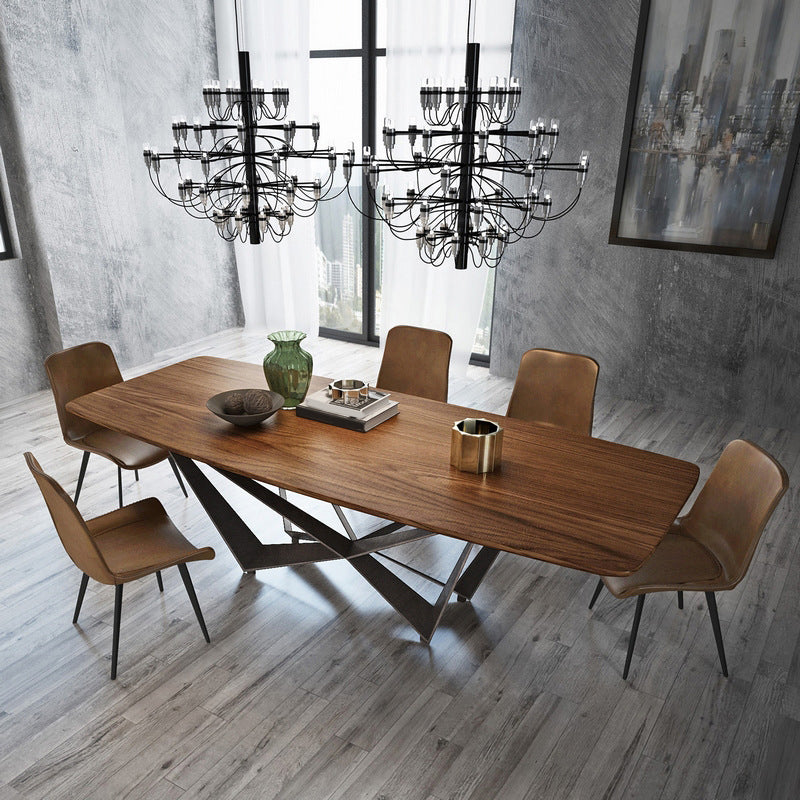 Rechteckiger Esstisch im Industriestil, Holztisch mit Metallbeinen für Zuhause