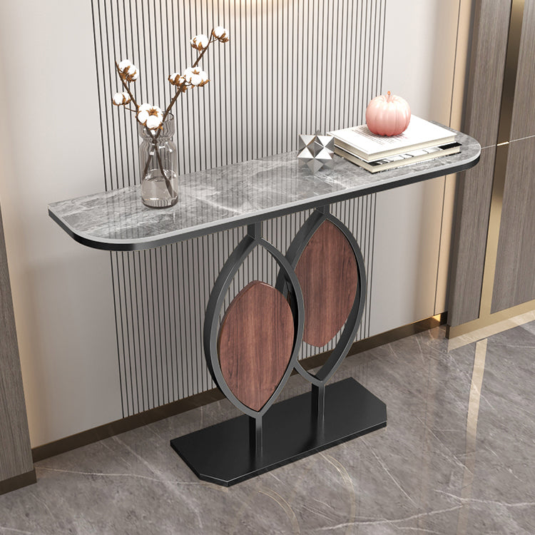 Stone Modern Console Table Scratch Resistant 31.5" Tall End Table 59"L x 12"W x 31"H Gray-White Clearhalo 'Console Tables' 'console_tables' 'Entry & Mudroom Furniture' 'furn' 'furn_console_tables' 'Furniture' 6520672