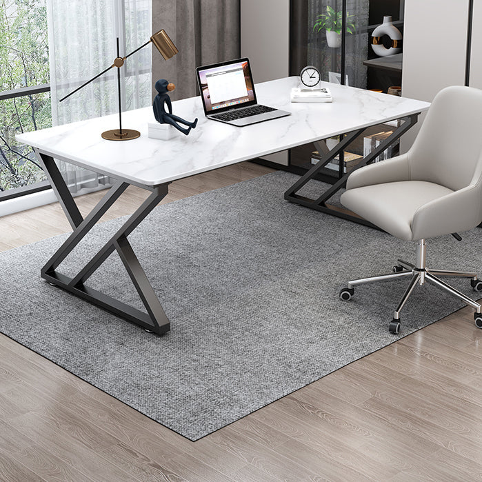 Contemporary 29.53" Tall Writing Desk Stone Rectangular Office Desk 63"L x 31.5"W x 29.5"H White Clearhalo 'furn' 'furn_office_desk' 'Furniture' 'Office Desks' 'Office Furniture' 'office_desk' 6521717