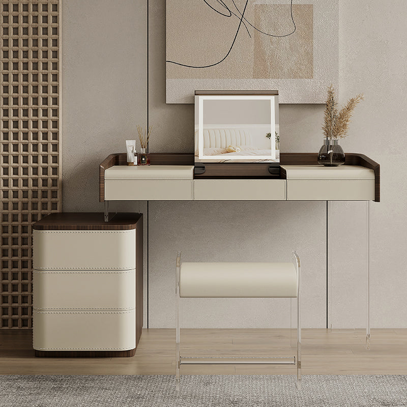 Tavolo da toeletta da toeletta in legno per trucco a flip-top con 5 cassetti