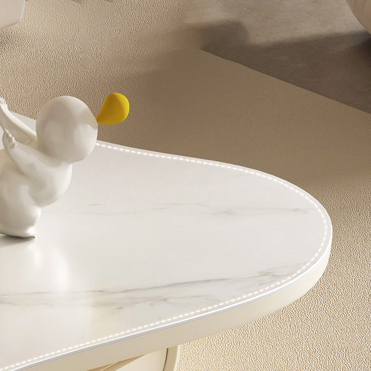 Contemporary Geometric Cocktail Table Stone White Coffee Table