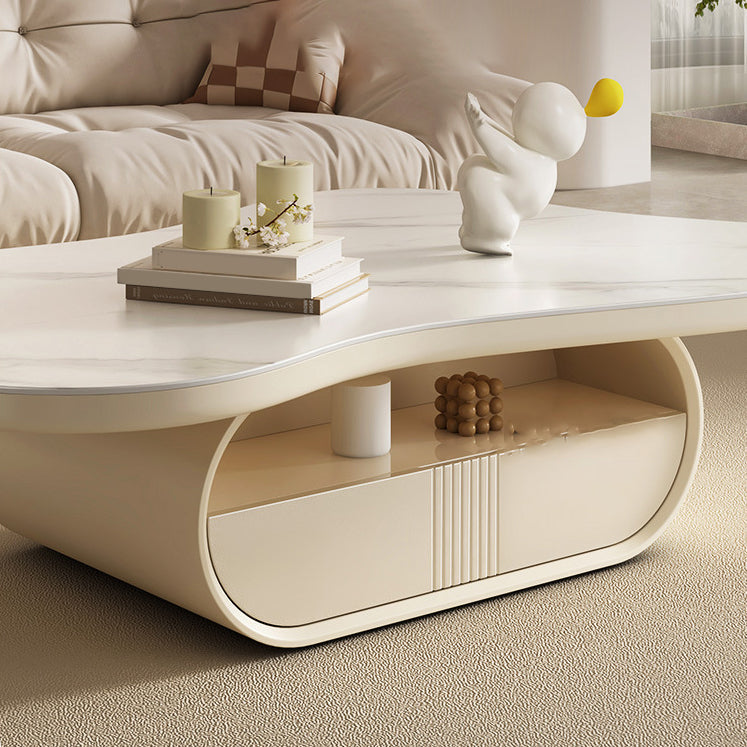 Modern Pedestal Coffee Table Slate Free Form Coffee Cocktail Table