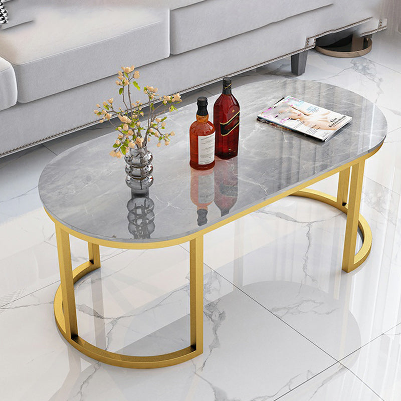 Oval Glam Stone Cocktail Table Standard Single Coffee Cocktail Table