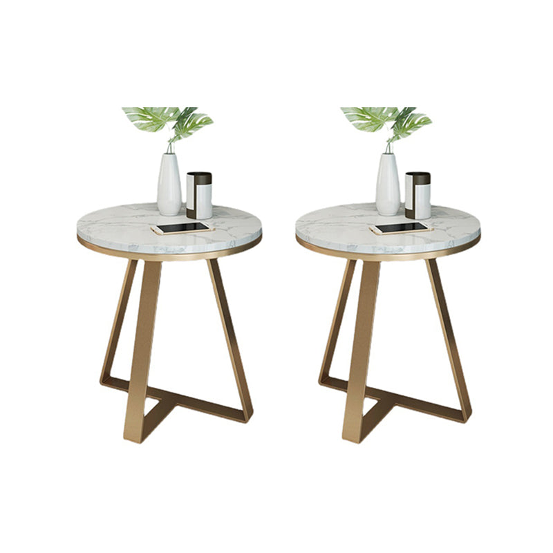 Runder Marmor Endtisch Set Glam Dia 19.7-in Sofa Seitenakzentisch