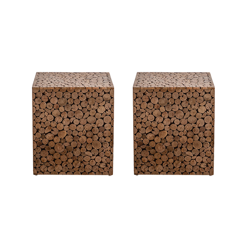 Tavolo laterale quadrato in stile country tavolino in legno solido naturale