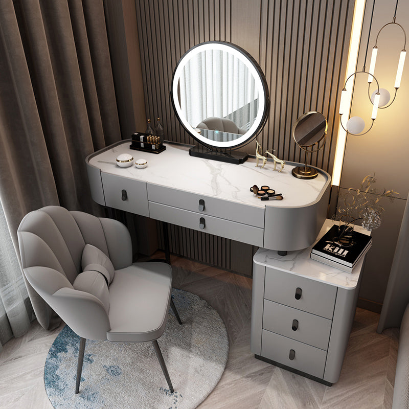 Glass/Stone Top Make-up Vanity Solid Wood Vanity Dressing Table with Storage Drawers