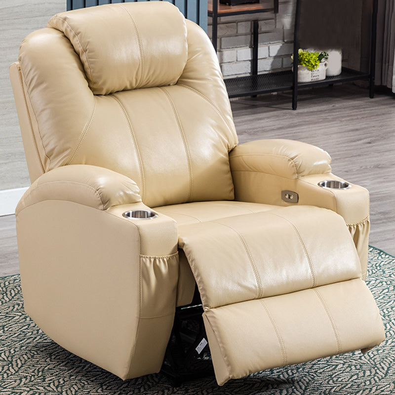 Solid Color Recliner Modern Minimalist Home Theater Single Home Theater Recliner Off-White Clearhalo 'Chairs & Seating' 'furn' 'furn_recliners' 'Furniture' 'Living Room Furniture' 'Recliners' 6529191