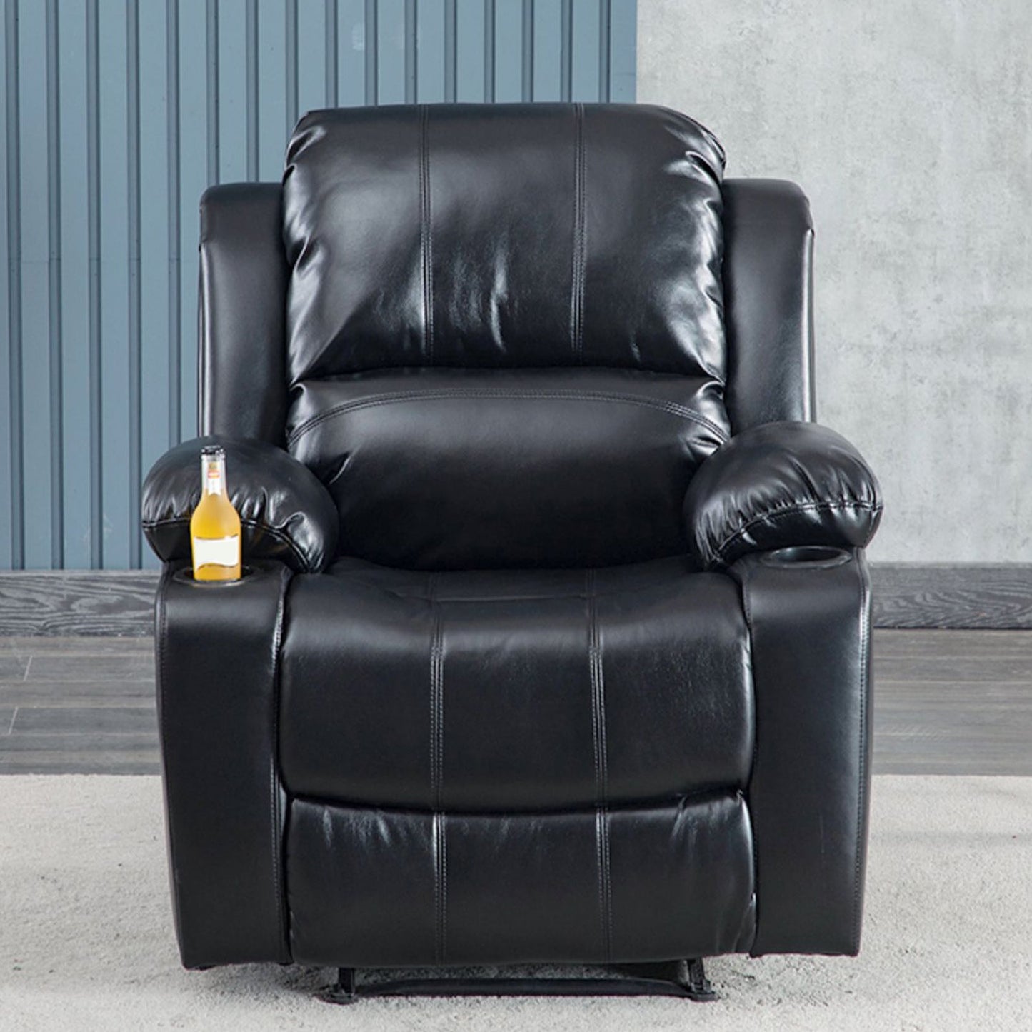 Solid Color Recliner Modern Home Theater Single Home Theater Recliner Black Clearhalo 'Chairs & Seating' 'furn' 'furn_recliners' 'Furniture' 'Living Room Furniture' 'Recliners' 6529196
