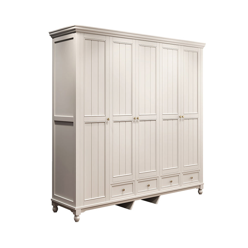 Armoire blanche de campagne française pour chambre à coucher avec des tiroirs