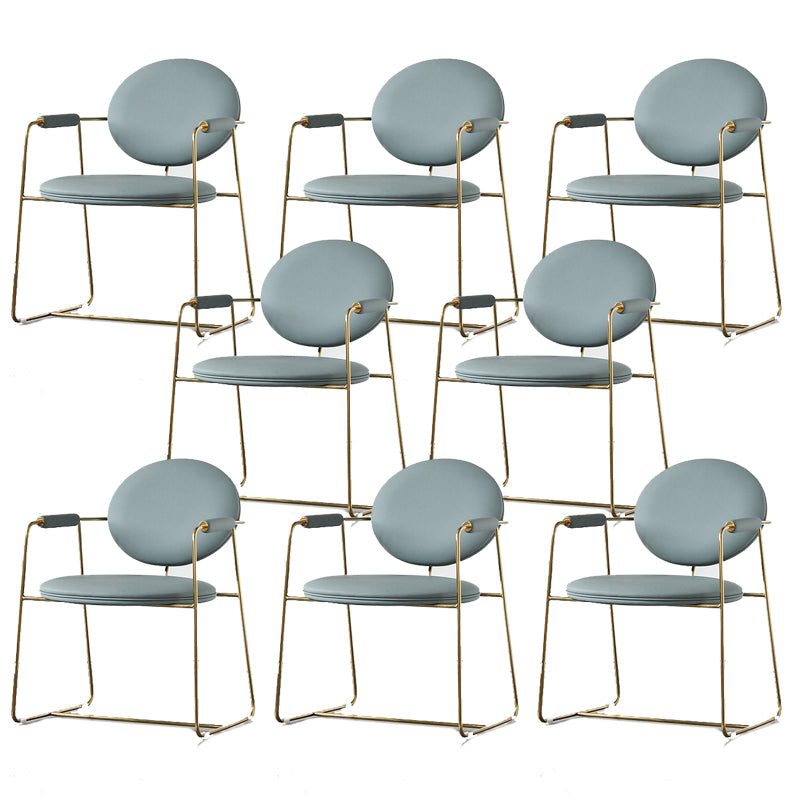 Glam Arm Chair Leather Open Back Dining Chair for Dining Room Light Blue 8 Piece Set Clearhalo 'Dining Chairs' 'Dining Tables & Seating' 'dining_chair' 'furn' 'furn_dining_chair' 'Furniture' 'Kitchen & Dining Furniture' 6530738