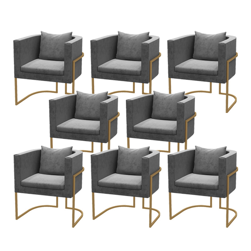 Modern Parsons Arm Chair Velvet Gold Base Dining Chair for Dining Room Grey 8 Piece Set Clearhalo 'Dining Chairs' 'Dining Tables & Seating' 'dining_chair' 'furn' 'furn_dining_chair' 'Furniture' 'Kitchen & Dining Furniture' 6530867