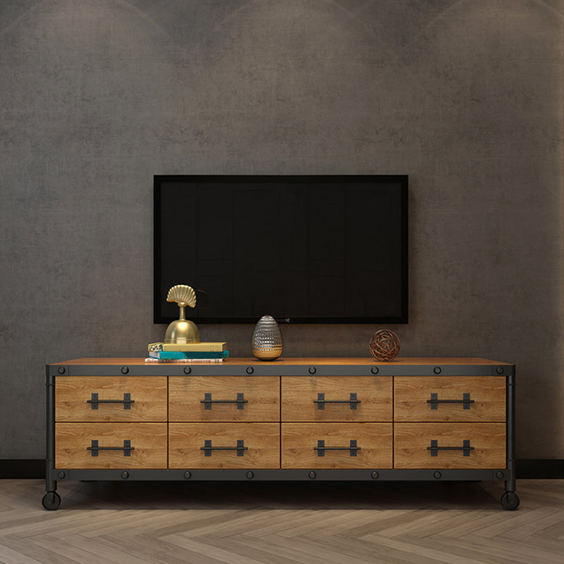 Industriële houten tv -console ingesloten opslag tv -media staan met laden voor woonkamer