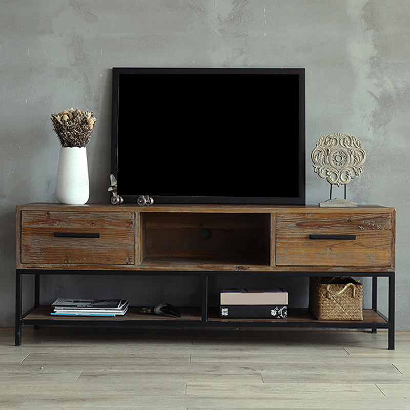 Industrial Wood TV Console Open Storage TV Media Stand for Living Room 59.1"L x 17.7"W x 21.7"H Clearhalo 'furn' 'furn_tv_stands_entertainment_centers' 'Furniture' 'Living Room Furniture' 'TV Stands & Entertainment Centers' 'TV Stands & Media Storage Furniture' 'tv_stands_entertainment_centers' 6532315