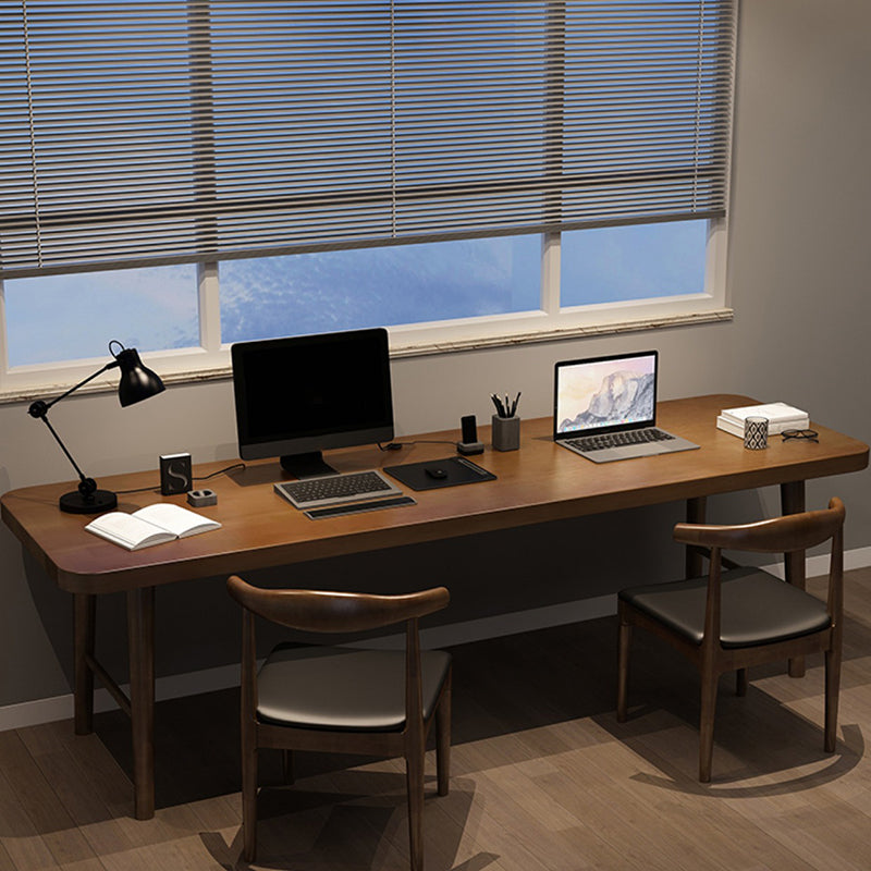 Contemporary Wooden Writing Desk Bedroom Office Desk in Brown 78.7"L x 23.6"W x 29.5"H Clearhalo 'furn' 'furn_office_desk' 'Furniture' 'Office Desks' 'Office Furniture' 'office_desk' 6534294