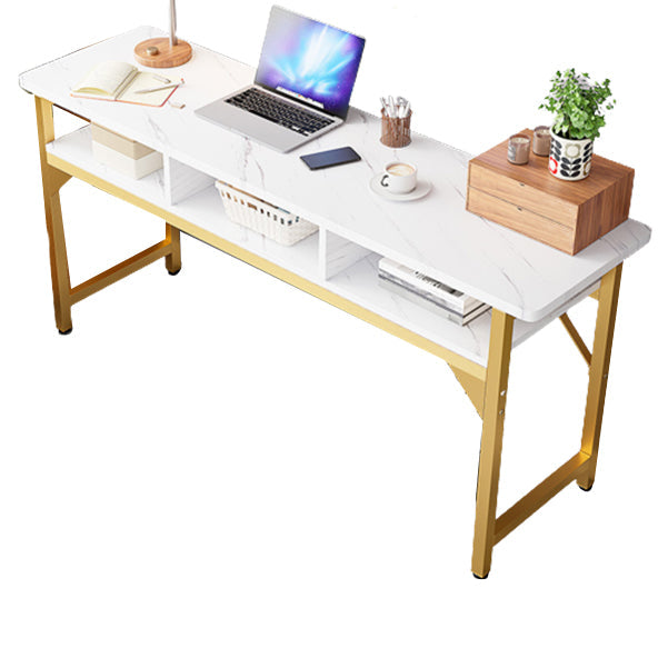 Bureau d'écriture rectangulaire en bois Home Glam Office Bureau avec étagères