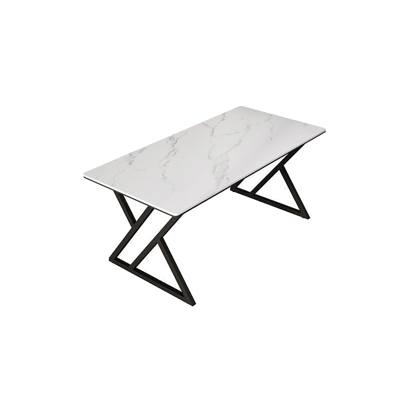 Industrial 29.53" Tall Writing Desk Stone Rectangular Office Desk 63"L x 31.5"W x 29.5"H White-Black Clearhalo 'furn' 'furn_office_desk' 'Furniture' 'Office Desks' 'Office Furniture' 'office_desk' 6534419