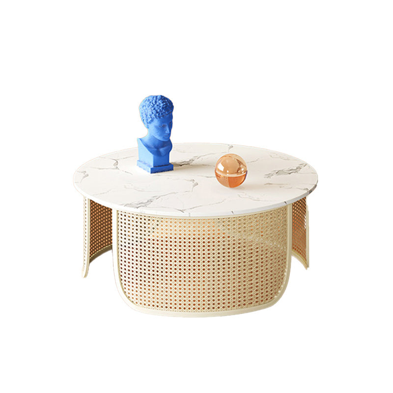 Contemporary Round Cocktail Table Single Slate Coffee Cocktail Table