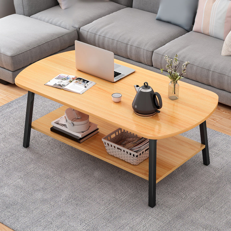 19"H Contemporary Coffee Table Wooden Coffee Cocktail Table with Storage