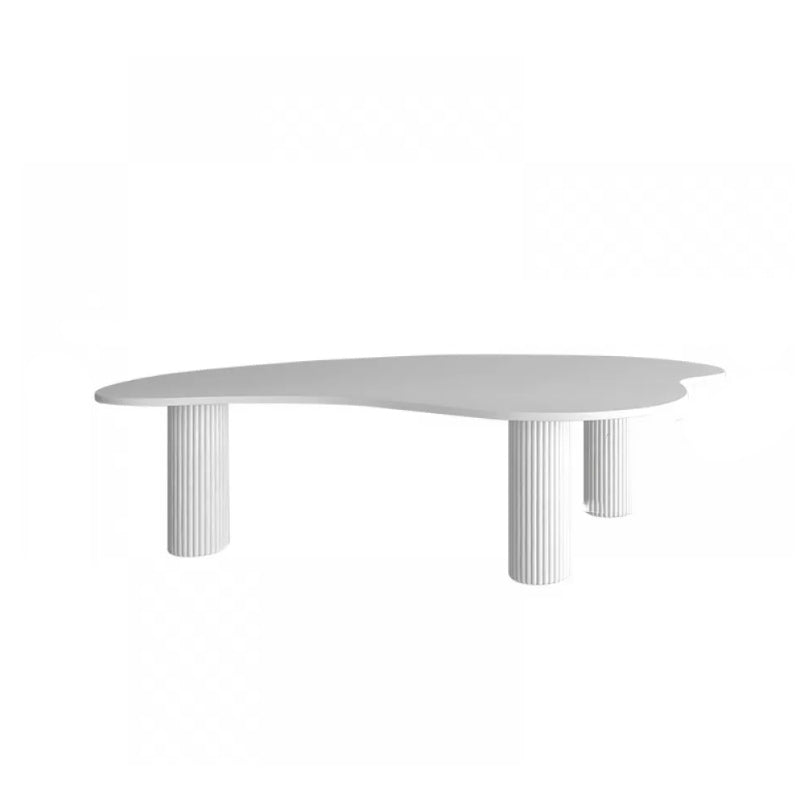 Stone Geometric Contemporary Coffee Table 3 Legs Coffee Table 47"L x 27"W x 16"H Textured White Clearhalo 'Coffee & Accent Tables' 'Coffee Tables' 'coffee_tables' 'furn' 'furn_coffee_tables' 'Furniture' 'Living Room Furniture' 6535732