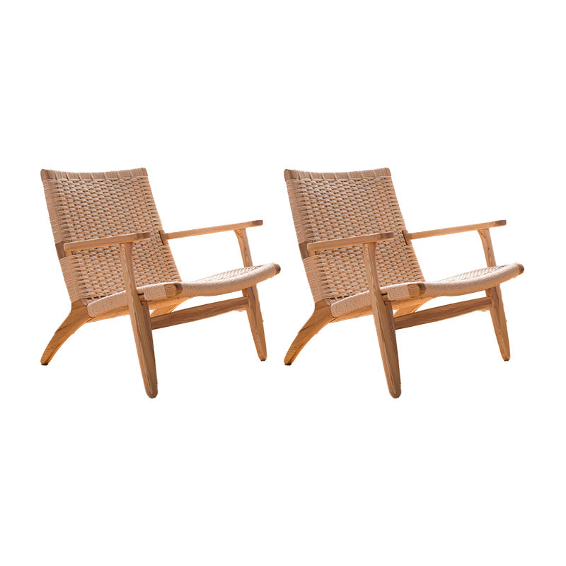 Mid-century Modern Accent Armchair Fixed Back Wood Armchair for Living Room Natural Fabric 2 Piece Set Clearhalo 'Accent Chairs' 'accent_chairs' 'Chairs & Seating' 'furn' 'furn_accent_chairs' 'Furniture' 'Living Room Furniture' 6535820