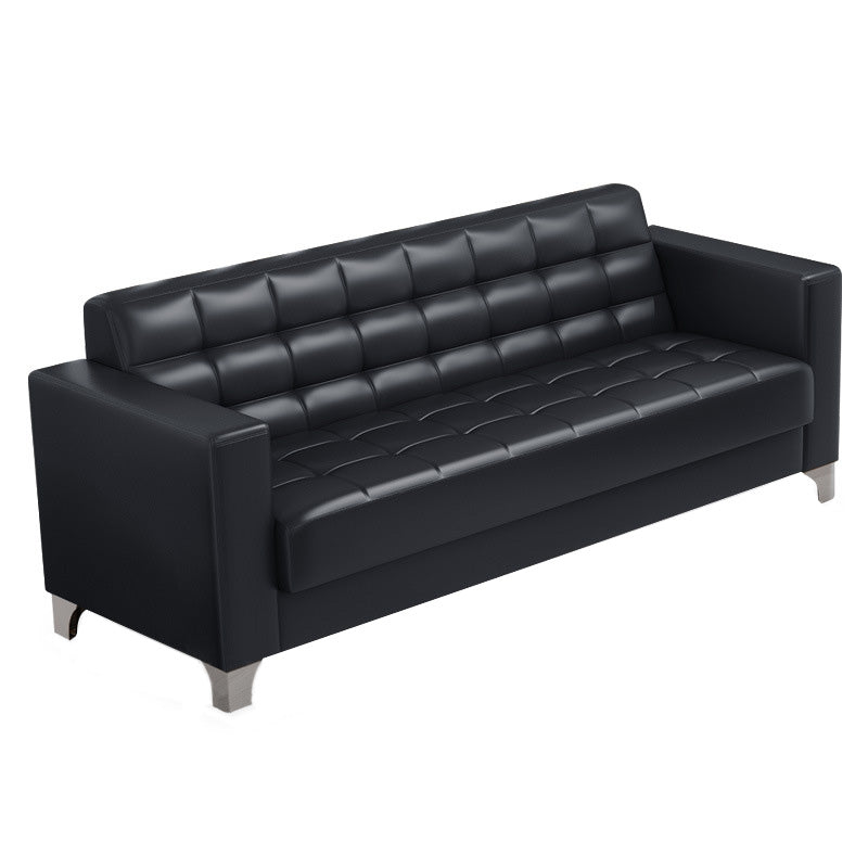 Square Arm Biscuit Back Sofa Industrial 1/3-seater Faux Leather Sofa