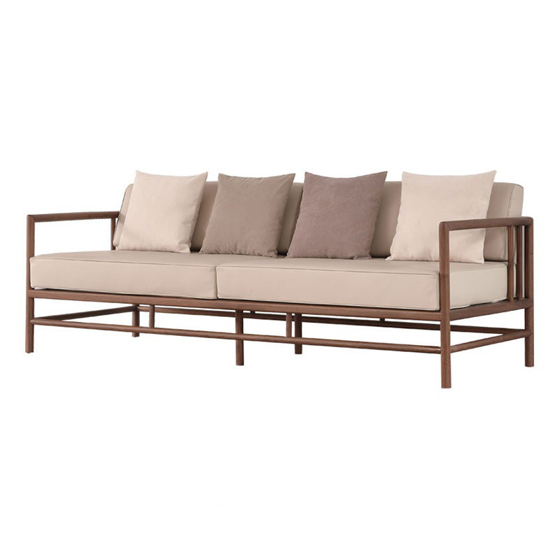 Tropical Loose Back Seating Square Arm Sofa in Brown and Beige