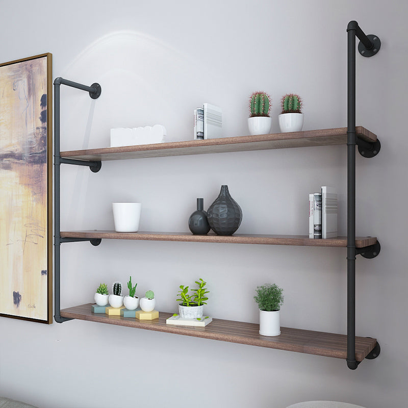 Industrial Closed Back Bookshelf Floating Wooden Natural Bookcase