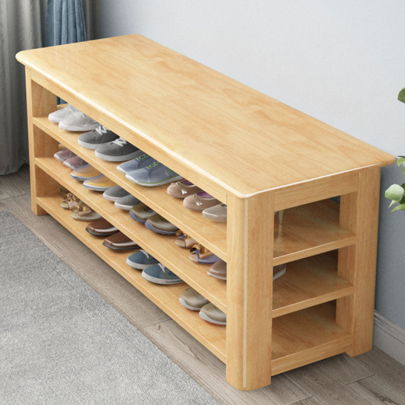 Banca moderna della metà del secolo Banca in legno di gomma Punta per le scarpe a colori solidi