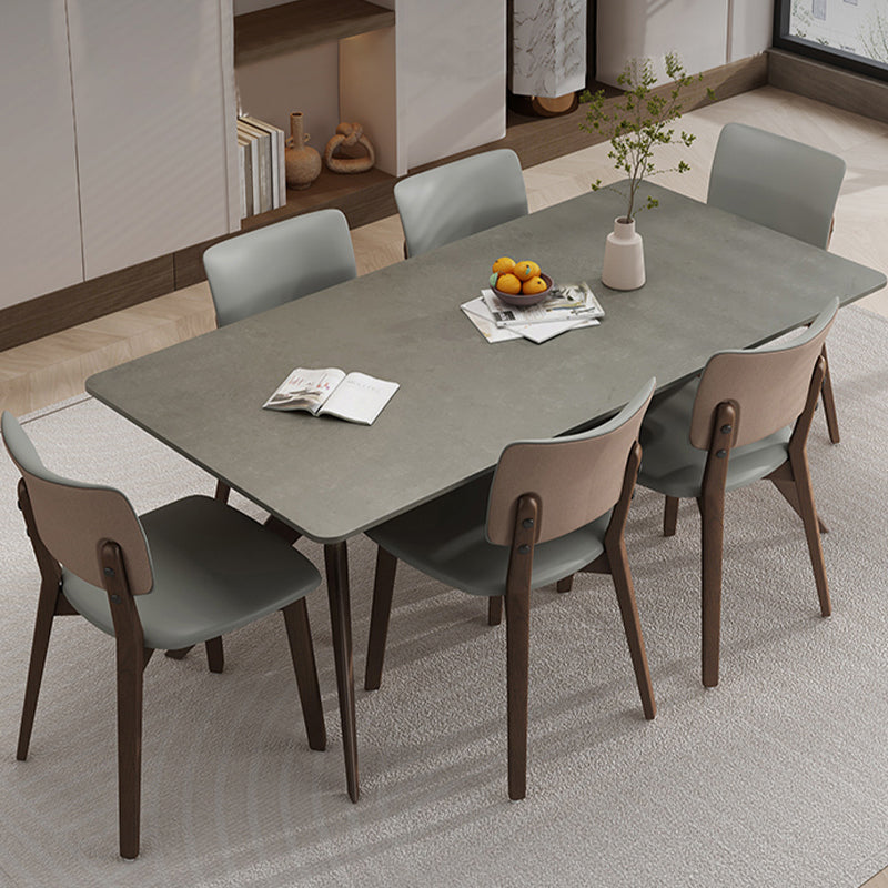 Juego de mesa de comedor rectangular 1/4/5/7 piezas de comedor gris moderno para el hogar