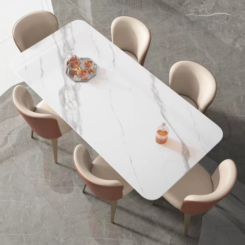 Pièces minimalistes 1/2/3/5/7 Pièces meubles Rectangle Table à manger Rectangle Ensemble en blanc