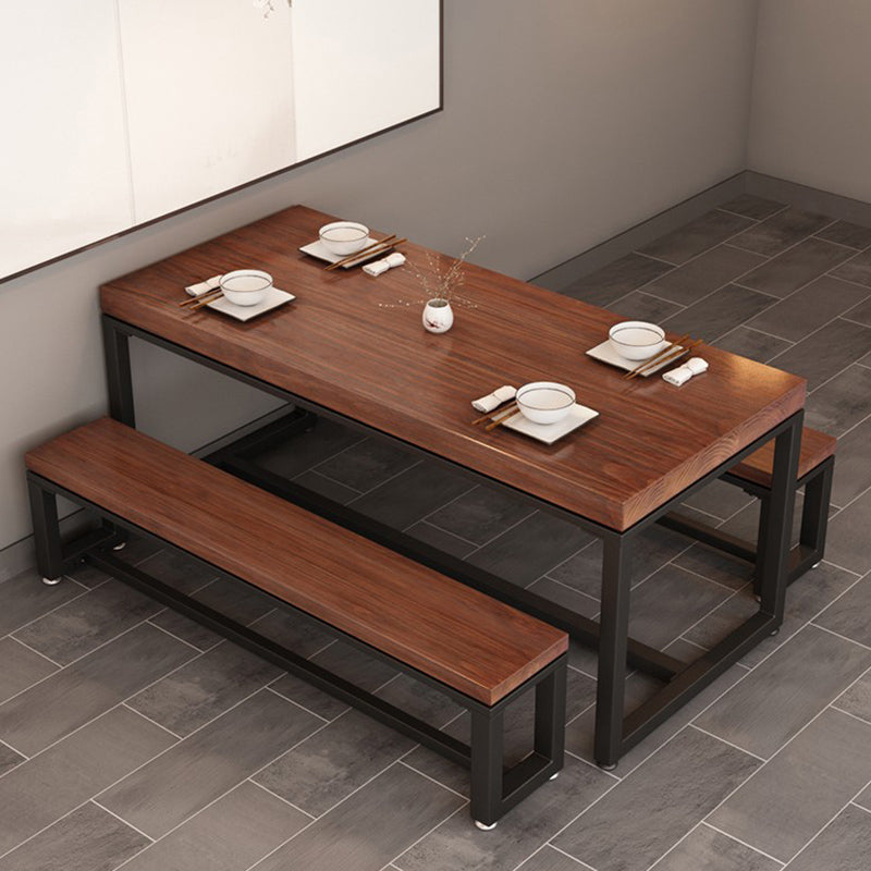 Mueble de muebles de 1/3 piezas contemporáneo Mesa de comedor de madera sólida ubicada en marrón