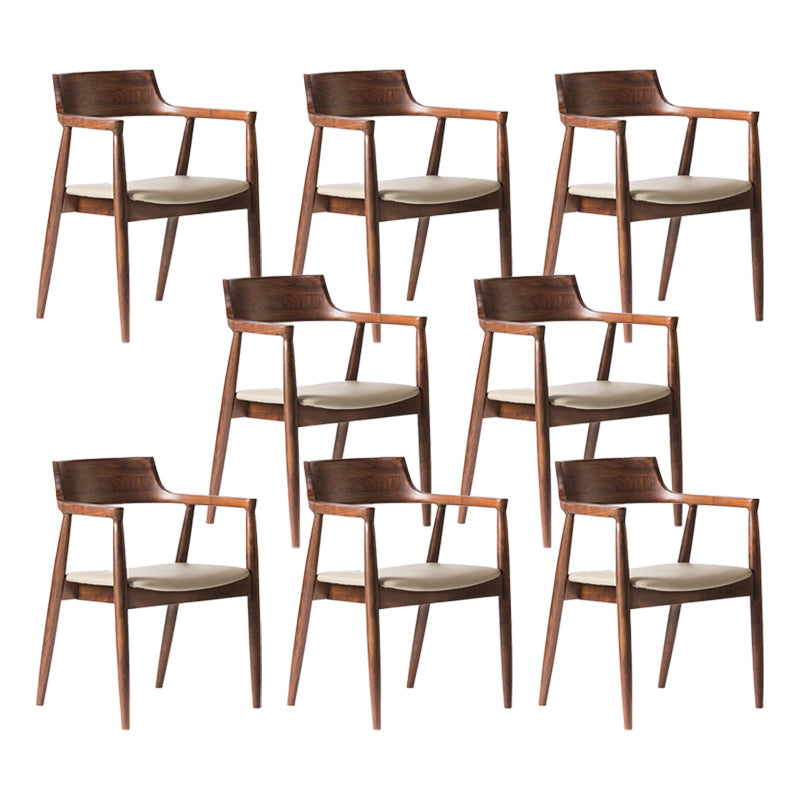 Home Kitchen Chair Open Back Solid Wood Dining Arm Chair in Brown 8 Piece Set Clearhalo 'Dining Chairs' 'Dining Tables & Seating' 'dining_chair' 'furn' 'furn_dining_chair' 'Furniture' 'Kitchen & Dining Furniture' 6544178