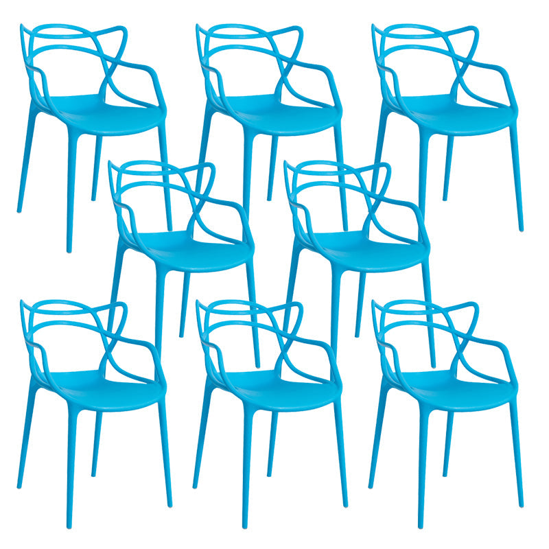 Open Back Dining Arm Chair Modern Indoor-Outdoor Plastic Chair