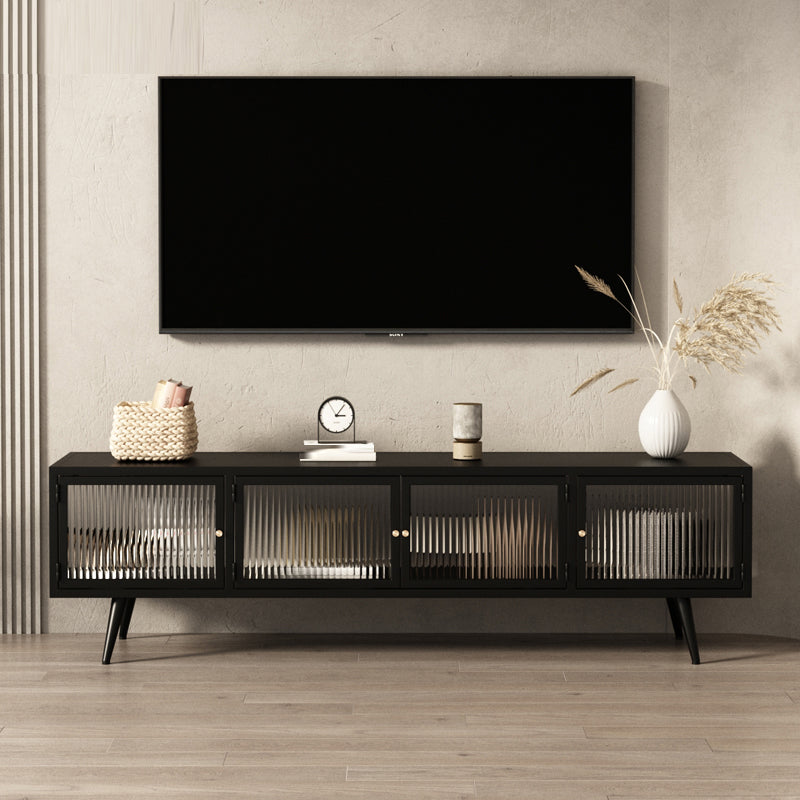 Modern Metal TV Media Stand Enclosed Storage TV Console with Doors for Living Room Black Clearhalo 'furn' 'furn_tv_stands_entertainment_centers' 'Furniture' 'Living Room Furniture' 'TV Stands & Entertainment Centers' 'TV Stands & Media Storage Furniture' 'tv_stands_entertainment_centers' 6545882