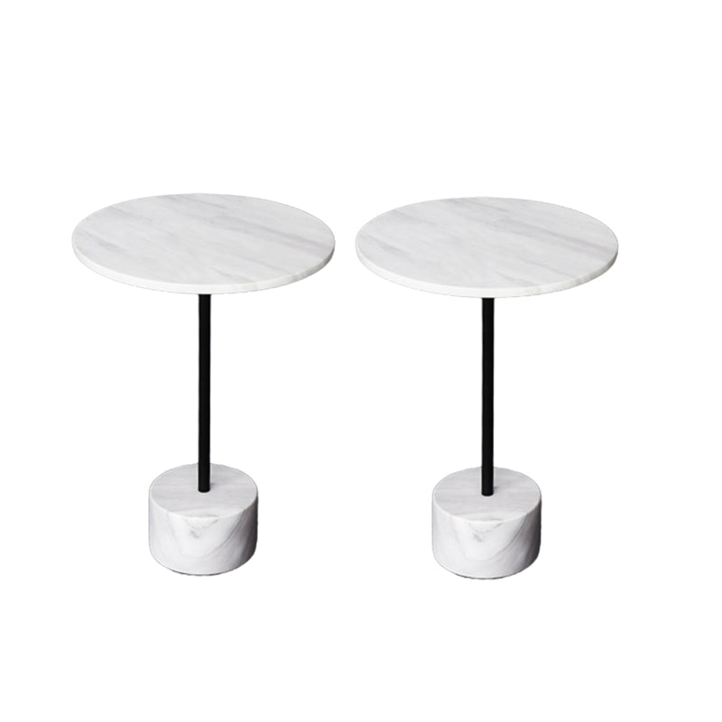 15.74" Wide Round Side Accent Table Marble Top Pedestal End Table