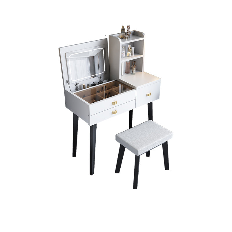 Flip-top ijdelheid tabel 3-lading kruk vanheidset met opslagplanken