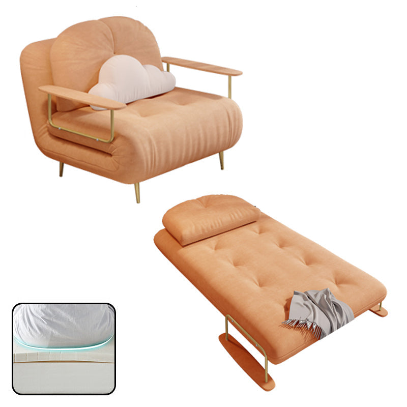 Fabric Upholstered Futon Chair Tufted Twin Futon Sleeper Sofa Orange Polyester Blend Latex Clearhalo 'furn' 'furn_futons' 'Furniture' 'Futons & Daybeds' 'Futons' 'Living Room Furniture' 6552013