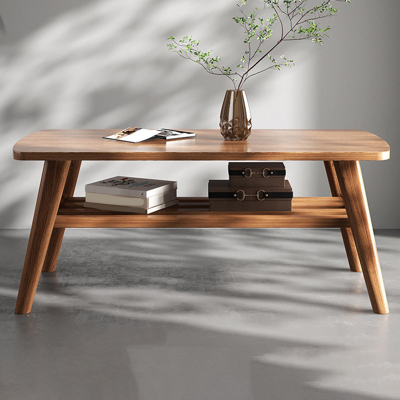 Wooden Rectangle Contemporary Coffee Table 4 Legs Single Coffee Table