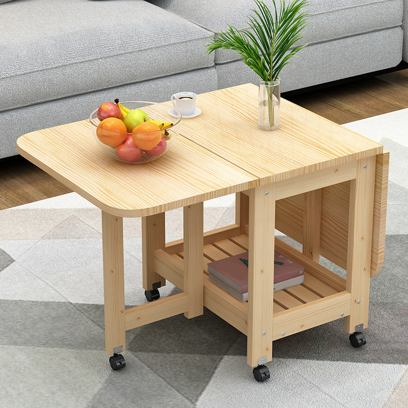 Contemporary Natural Rectangle Coffee Table Single Folding Cocktail Table