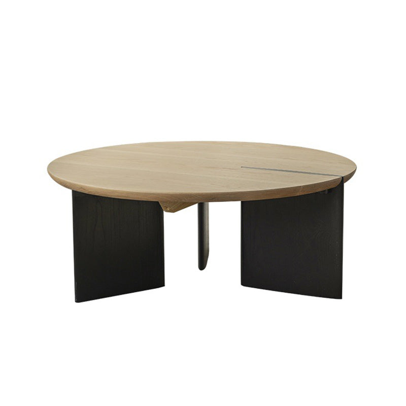 Contemporary Solid Wood Coffee Table Single Round Cocktail Table