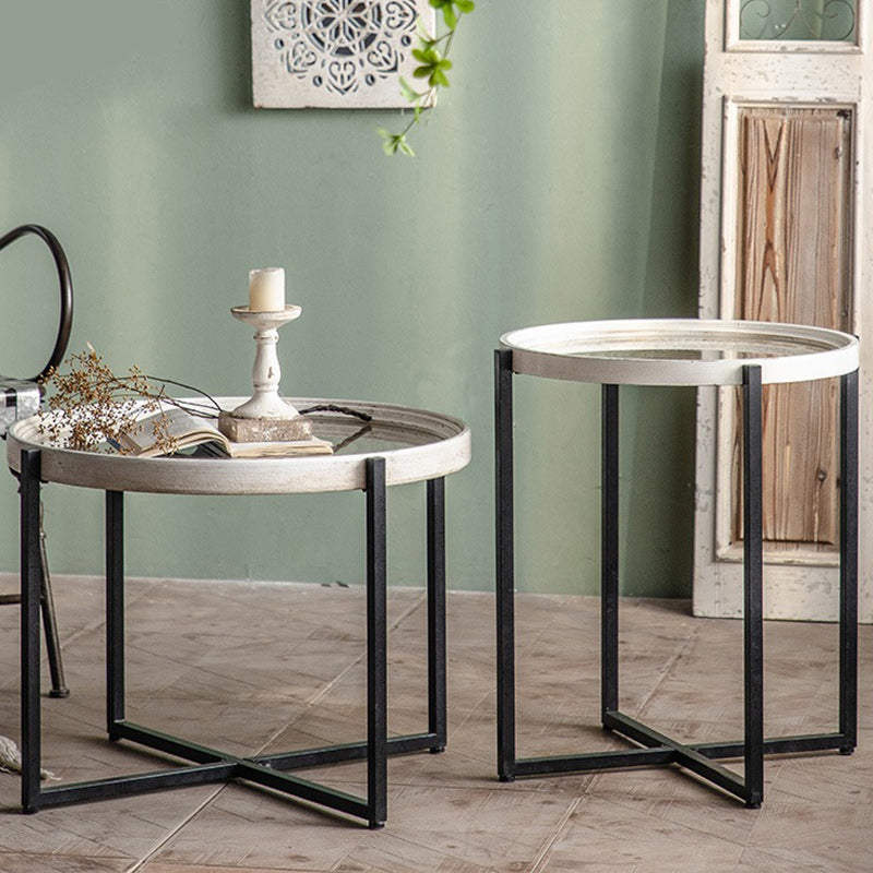 Contemporary Cross Legs Coffee Table 27.5" Long Round Cocktail Table Clearhalo 'Coffee & Accent Tables' 'Coffee Tables' 'coffee_tables' 'furn' 'furn_coffee_tables' 'Furniture' 'Living Room Furniture' 6552408